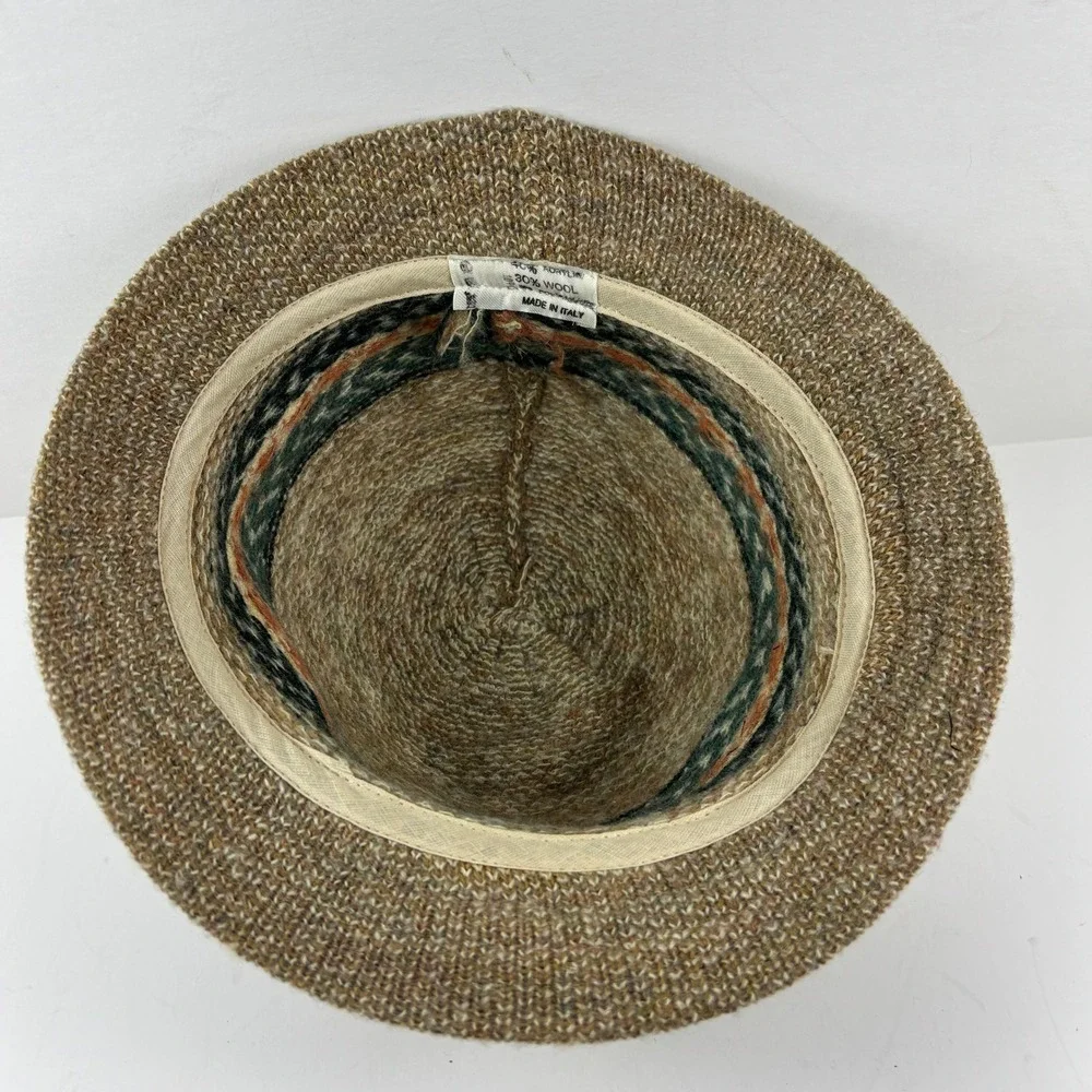 Knit Bucket Hat‎ Women OS Brown Excellent Wool Blend Made in Italy VTG